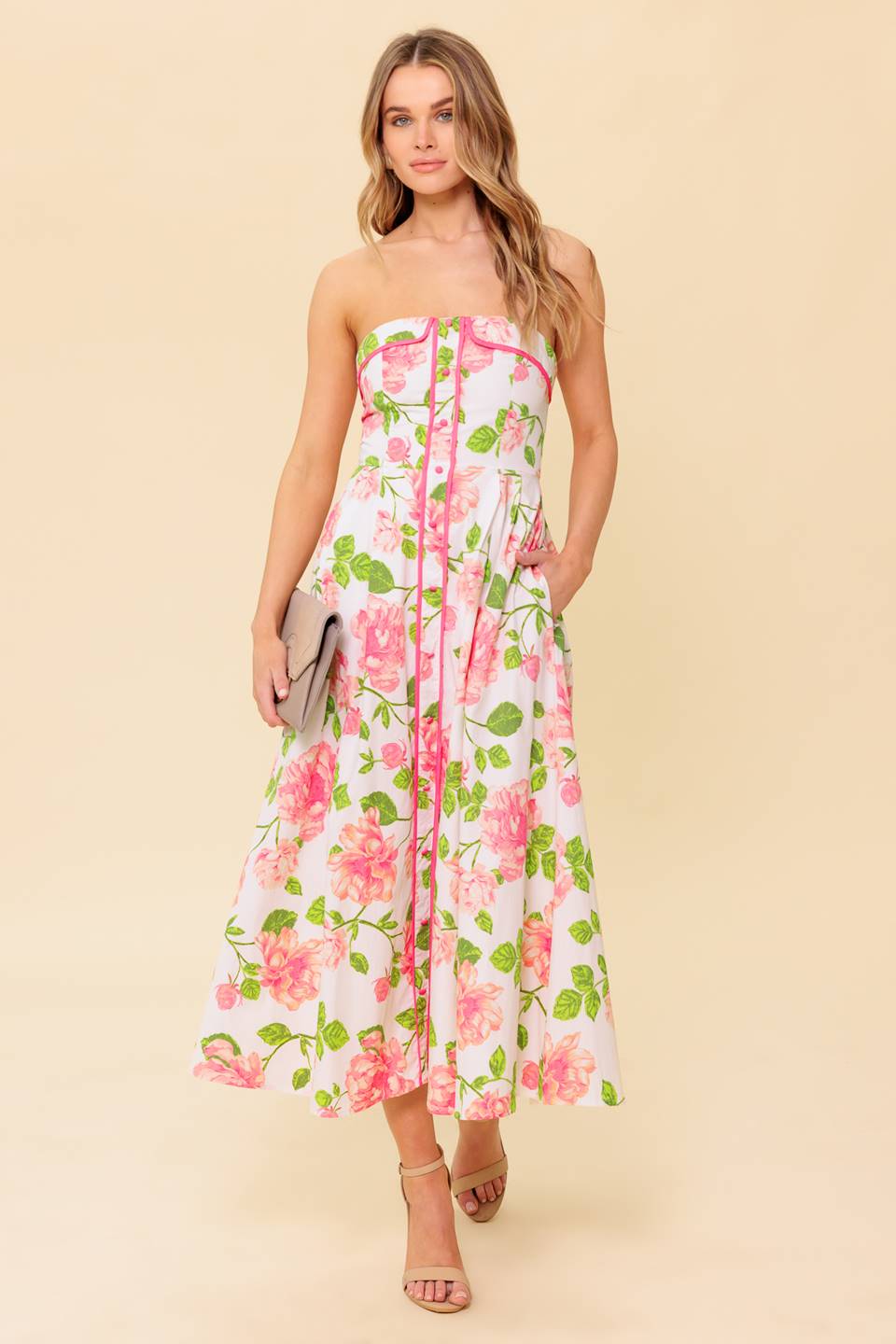 BETTER THAN EVER WOVEN MIDI DRESS Flying Tomato